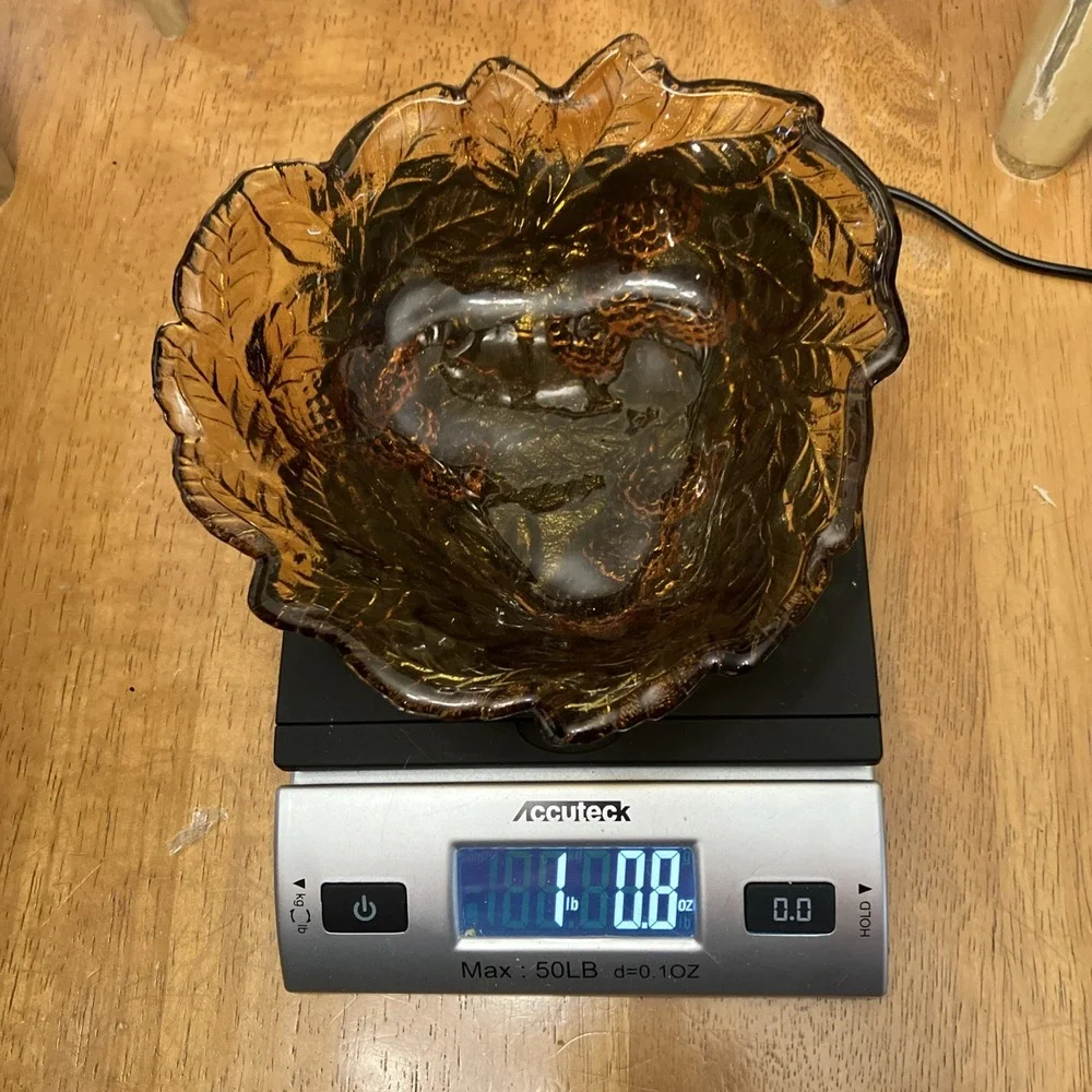 Vintage Indiana Amber Carnival Pressed Glass Marigold Loganberry Candy Nut Dish